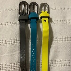 Set of Three Colorful‎ Thin Belts size 38-42